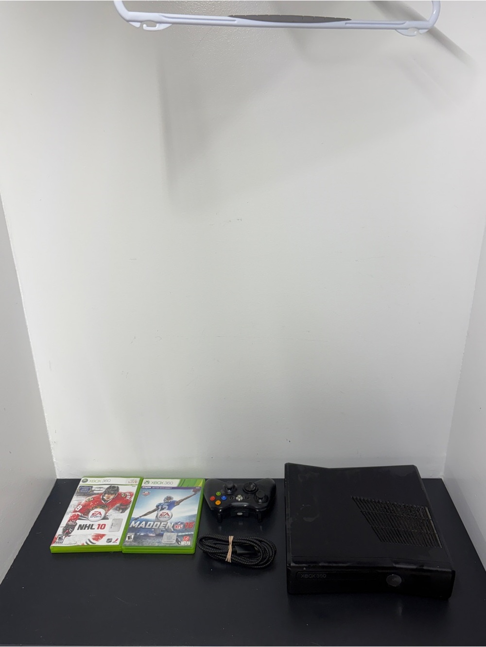 Microsoft Xbox 360 Bundle: Console, Controller, USB Cord, NHL 10, Madden NFL 16